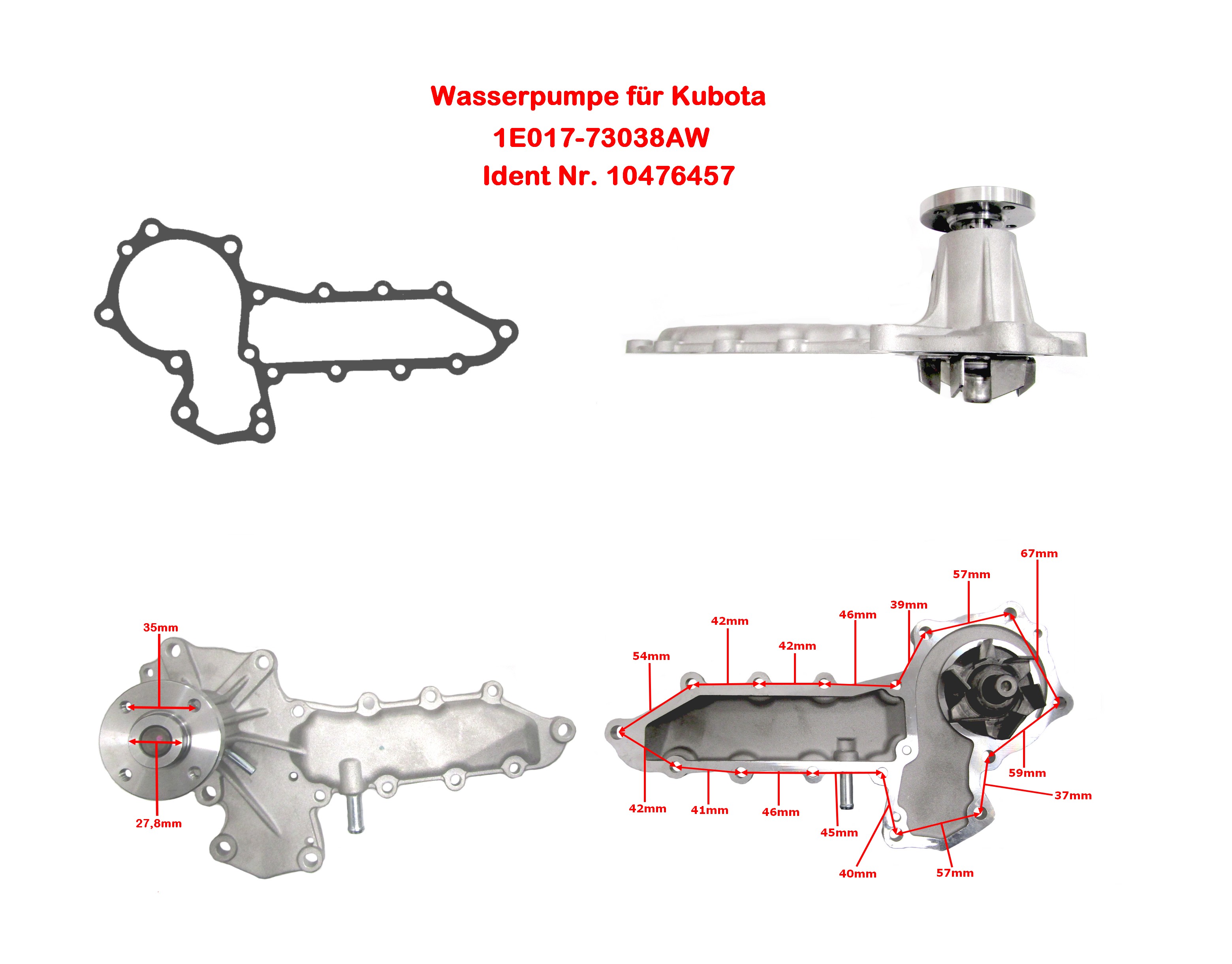 Wasserpumpe für Kubota V2003T / V2003-T